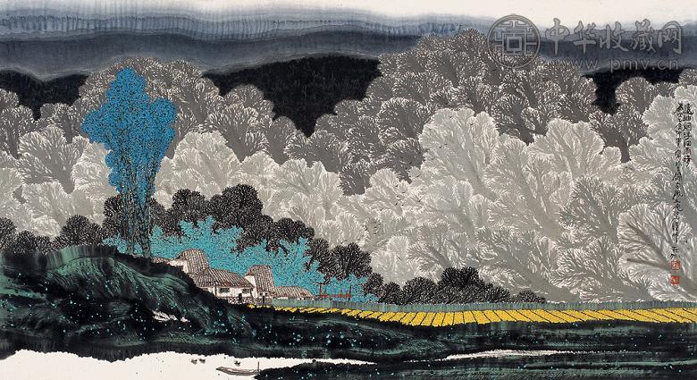 谭天仁 乙亥(1995年)作 远岫烟浮细雨晴 镜心 设色纸本