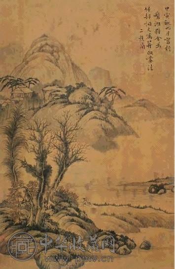 黎简 1794年作 临流吟诗 立轴 设色绢本