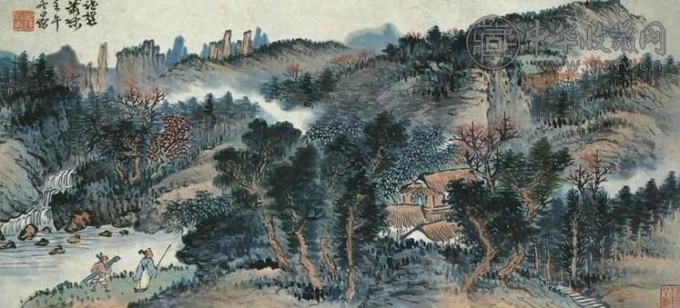 萧愻 携琴访友图 镜心