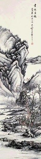 姚叔平 书窗清趣 立轴 设色纸本