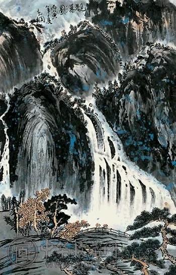 孙克纲 观瀑图 镜心 设色纸本