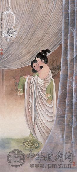 潘絜兹 贵妃出浴图 镜心 设色纸本