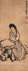 闵贞 玉女图 立轴 水墨纸本