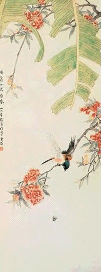 陈之佛 1947年 花鸟 立轴 设色纸本