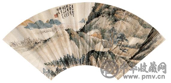 陈半丁 山水 成扇 设色纸本