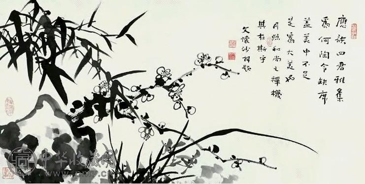 月照上人 三友图 镜心 水墨纸本