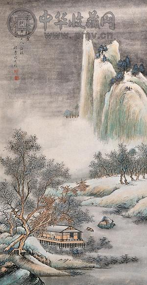 惠钧 1930年作 寒林积雪 立轴 设色纸本