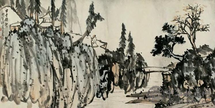 王震 古寺钟声 镜心