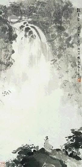 现代 傅抱石 疑是银河落九天 轴