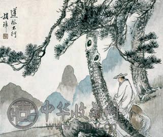 胡璋 高士图 立轴 设色纸本