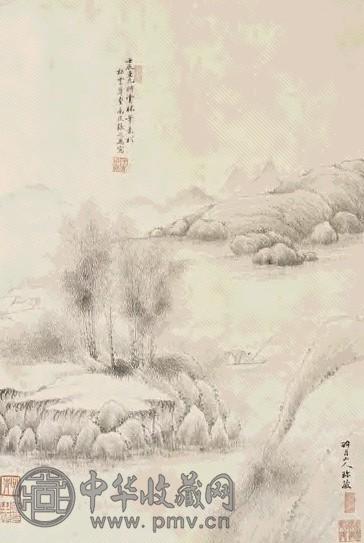 张之万 1892年作 竹溪艇钓 立轴 水墨纸本