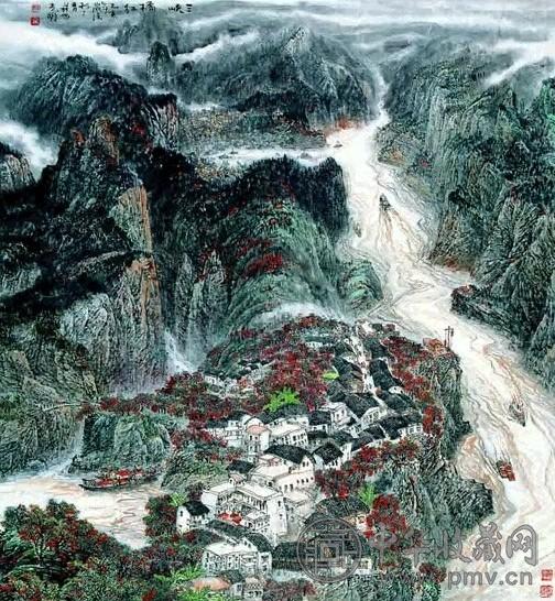 吴光明 三峡桔红 镜心 纸本