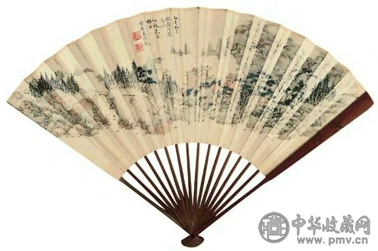 夏敬观、马一浮 山水、书法 扇面 纸本