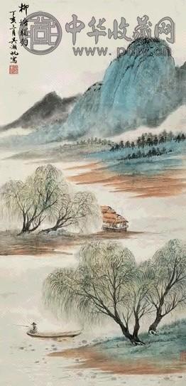 近现代 吴湖帆 柳塘独钓 轴