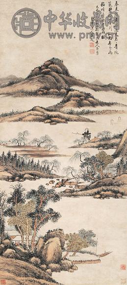 弘旿 江南春意 立轴 纸本