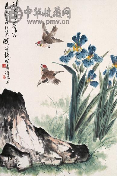 钱行健 春鸣图 立轴 设色纸本