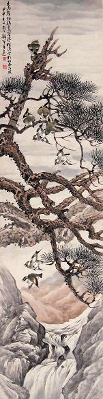 王韵笙 甲申(1944年)作 花鸟 立轴 设色纸本