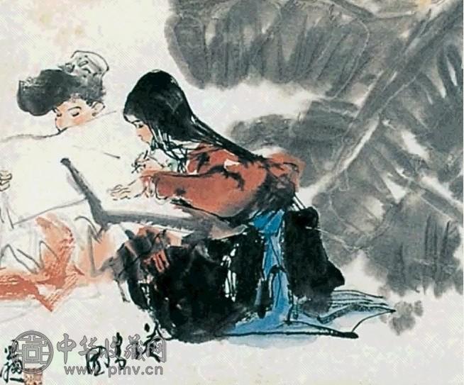 周思聪 读书图 轴