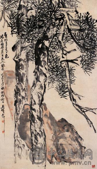 王个簃 苍松图 立轴 水墨纸本