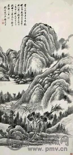 戴熙 丁巳(1857年)作 仿董山水 立轴 水墨纸本