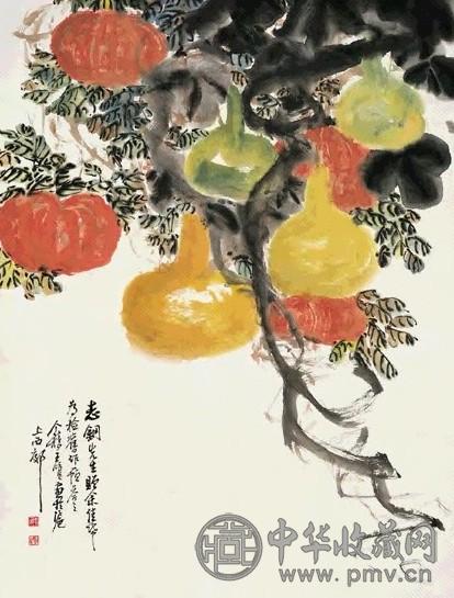 近现代 王个簃 蔬果图 镜心