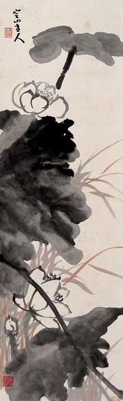 陈定山 荷花 立轴 设色纸本