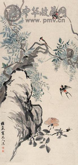 张桂岩 花鸟 立轴 设色纸本