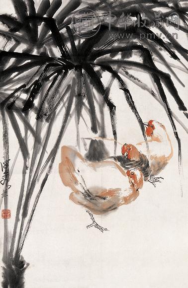 何海霞 鸡 镜心