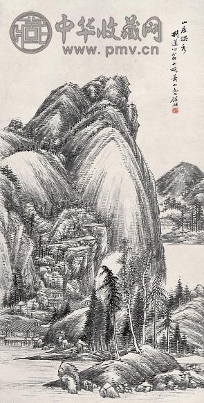 任预 山居深秀 立轴 水墨纸本