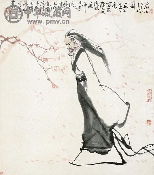 杜滋龄 1993年作 屈原像 立轴 设色纸本