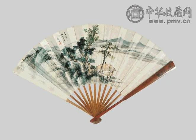 汤滌 山水 成扇 纸本