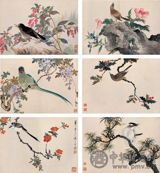 江寒汀 花鸟 册页(10开选6) 设色纸本