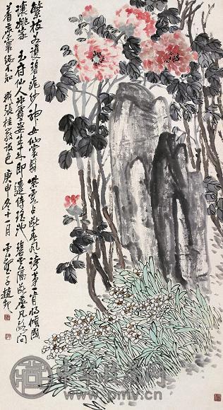 赵云壑 庚申(1920年) 姚黄仙姿 立轴 设色纸本