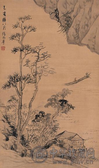 张赐宁 嘉庆二十年(1815年)作 山水 立轴 水墨绢本