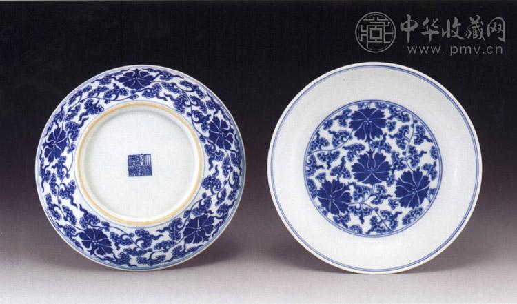 清乾隆 青花缠枝花卉盘(2件)