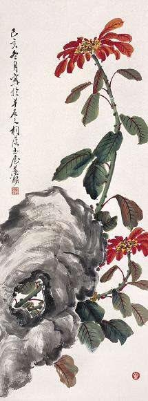 黄鼎萍 己亥(1959年)作 花卉 立轴 设色纸本