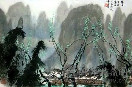白雪石 山水 立轴 设色纸本