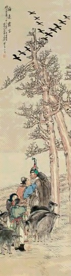 钱慧安 海边羁客 立轴 设色绢本