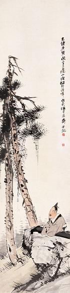 任伯年 松下高士 立轴 纸本