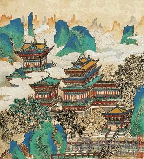 黄秋园 宫闱烟云 立轴 设色纸本