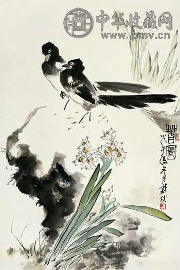 戴林 双喜图 镜心 设色纸本