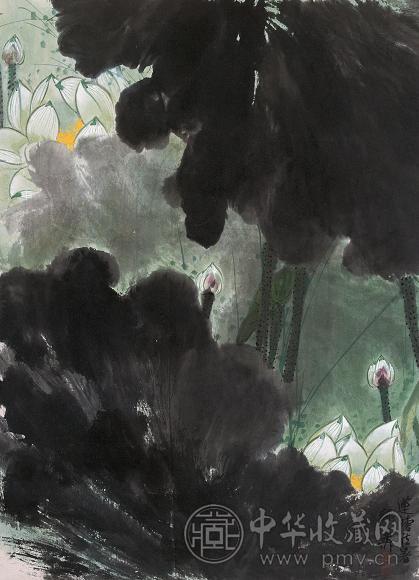 谢稚柳 莲塘清暑图 立轴 设色纸本