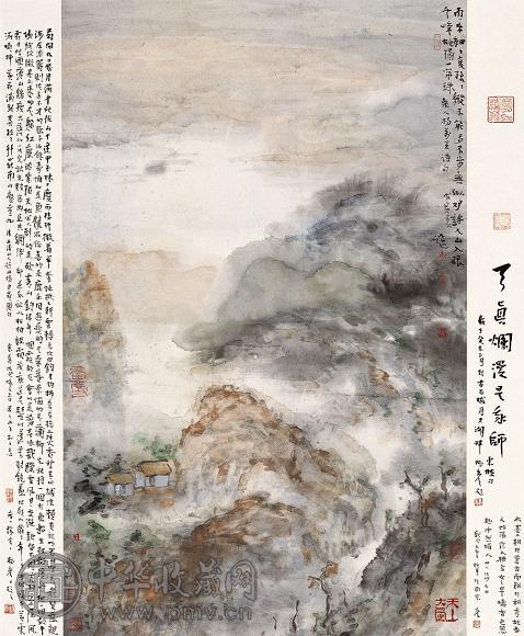 杨彦 1999年作 雨来细细复疏疏 镜心 设色纸本