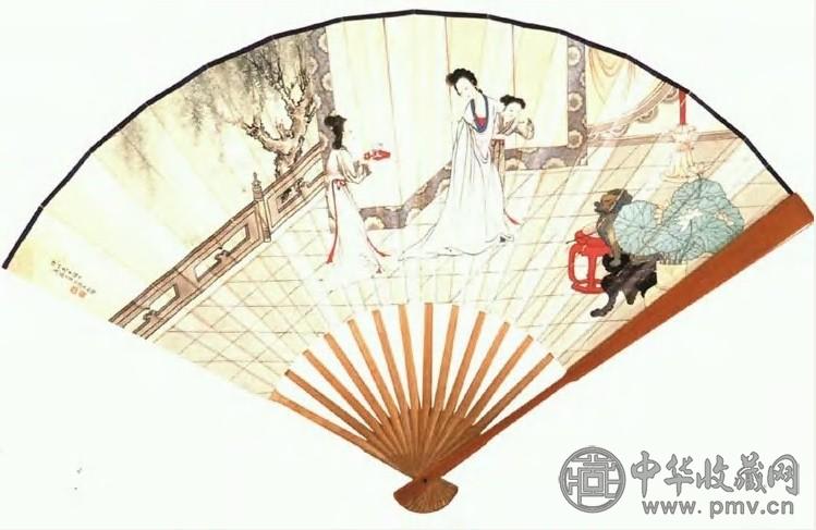 王叔晖 吴青霞 1940年作 贵妃醉酒 扇面 设色纸本