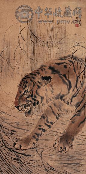 容大块 伏虎图 立轴 设色纸本