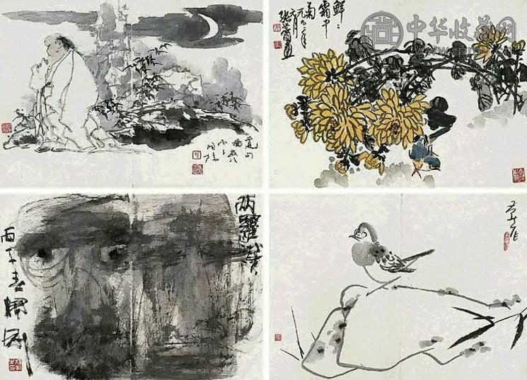 石齐 册页 镜片(12片选4) 设色纸本