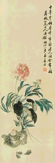 姜筠 花卉 立轴 绢本