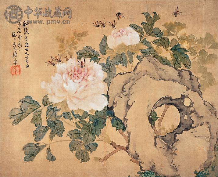 居廉 甲辰(1904年)作 花卉 镜心 设色纸本