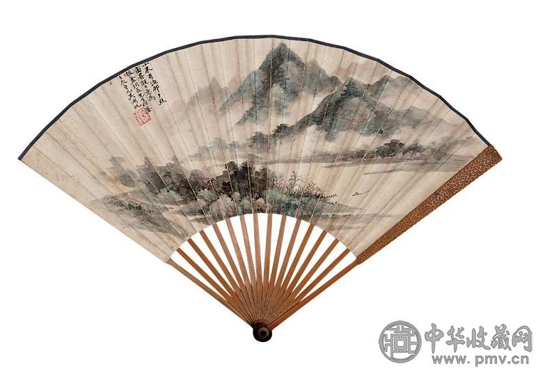 吴湖帆 仿米家山水 成扇 纸本设色