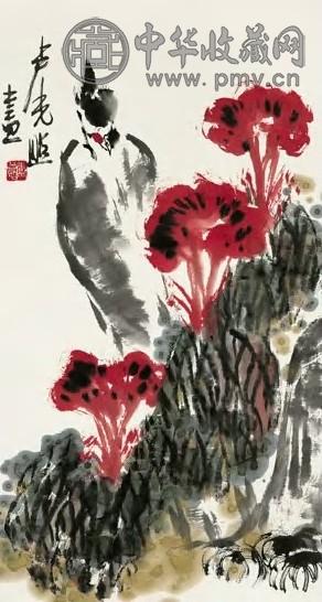 卢光照 对鸣图 镜心 设色紙本